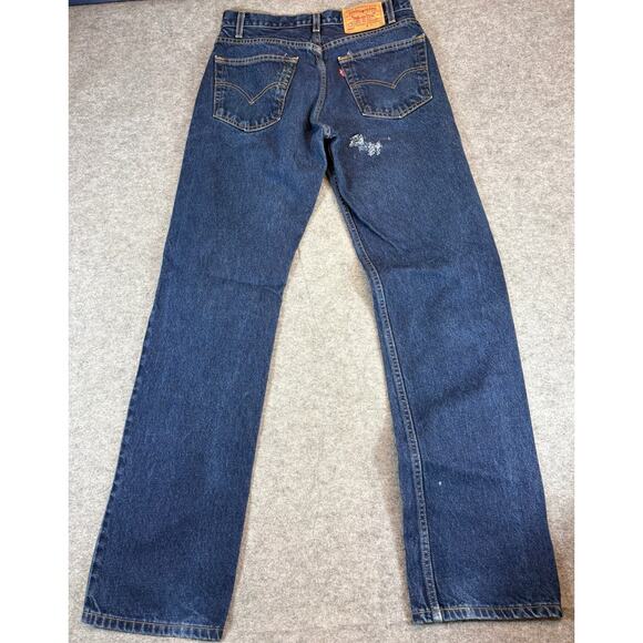 Levis 505 Jeans Mens 32x34 Blue Denim Regular Fit Straight Leg Streetwear Y2K - Picture 2 of 10